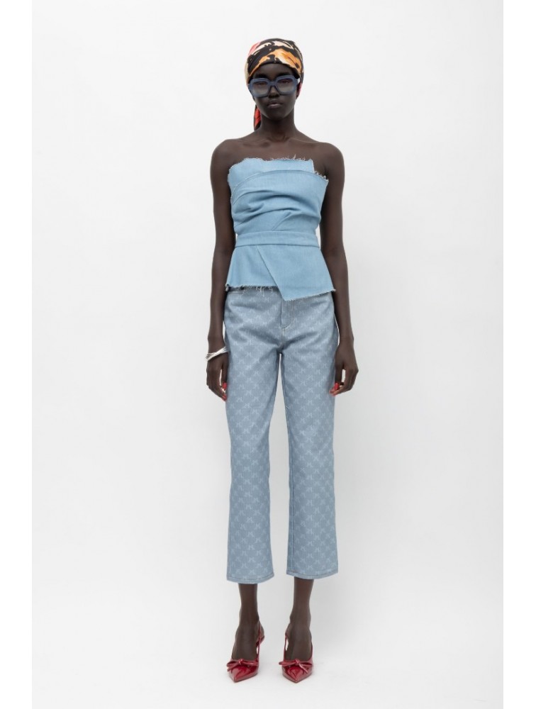 MALLORY THE LABEL Maya Denim Top Ντένιμ Τοπ