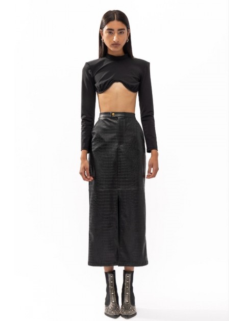 MALLORY THE LABEL Mela Black Top Μαύρο Τοπ MALLORY THE LABEL Mela Black Top Μαύρο Τοπ