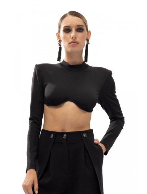 MALLORY THE LABEL Mela Black Top Μαύρο Τοπ MALLORY THE LABEL Mela Black Top Μαύρο Τοπ