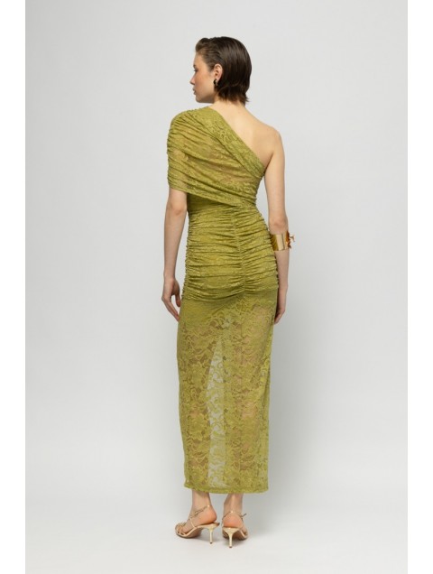 MALLORY THE LABEL Melia Lace Dress Lime Λάιμ Δαντελένιο Φόρεμα