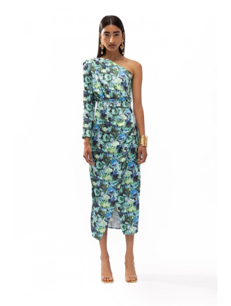 MALLORY THE LABEL Met Blue Floral Dress Μπλε Φλοράλ Φόρεμα