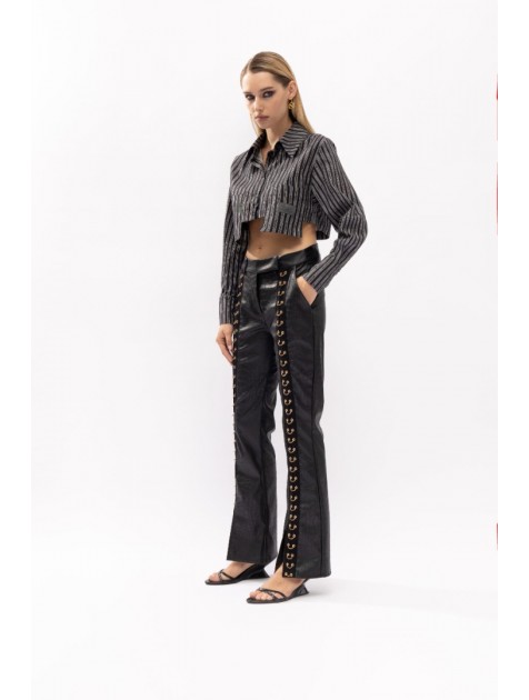 MALLORY THE LABEL Midtown Leather Pants Μαύρο δερμάτινο παντελόνι MALLORY THE LABEL Midtown Leather Pants Μαύρο δερμάτινο παντελόνι