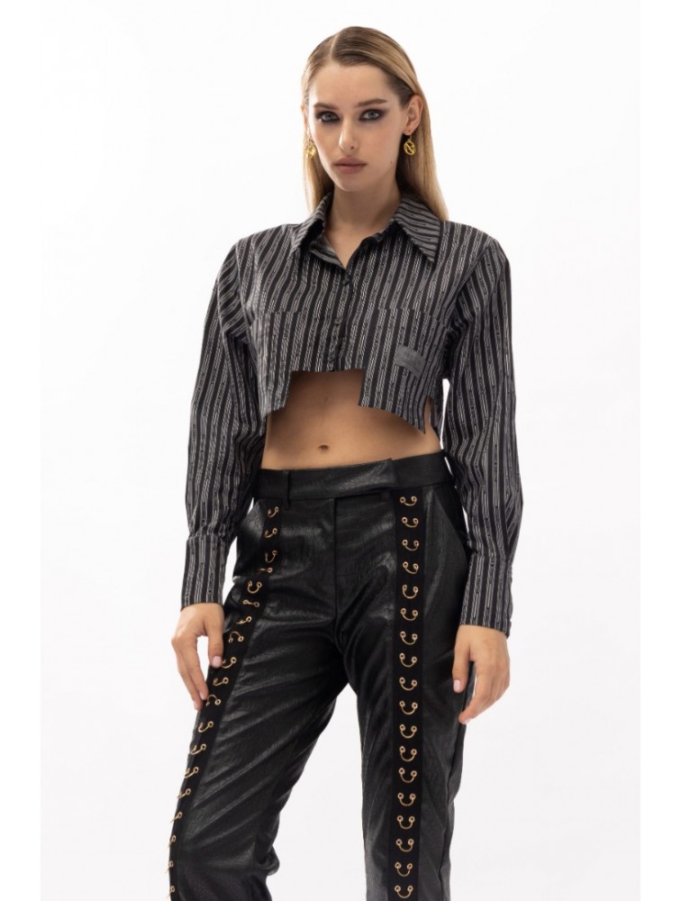 MALLORY THE LABEL Midtown Leather Pants Μαύρο δερμάτινο παντελόνι