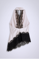 MALLORY THE LABEL Moonflower Ivory Top Εκρού Σατέν Τοπ με Δαντέλα