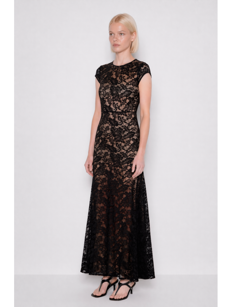 MALLORY THE LABEL Moonveil Black Dress Μαύρο Φόρεμα με Δαντέλα