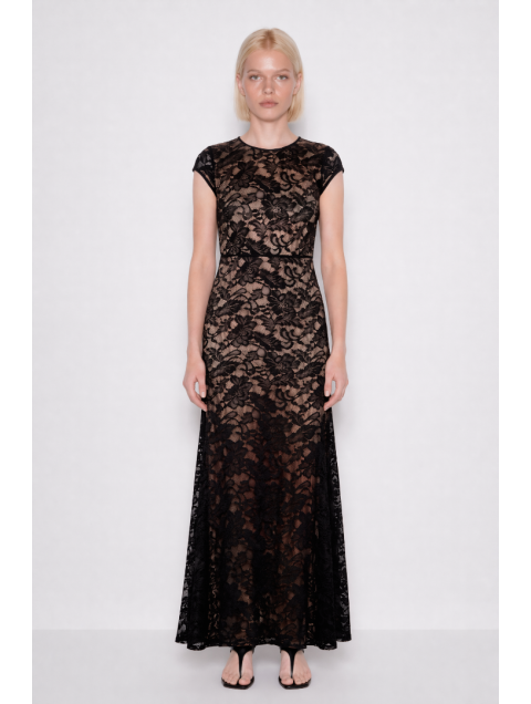 MALLORY THE LABEL Moonveil Black Dress Μαύρο Φόρεμα με Δαντέλα