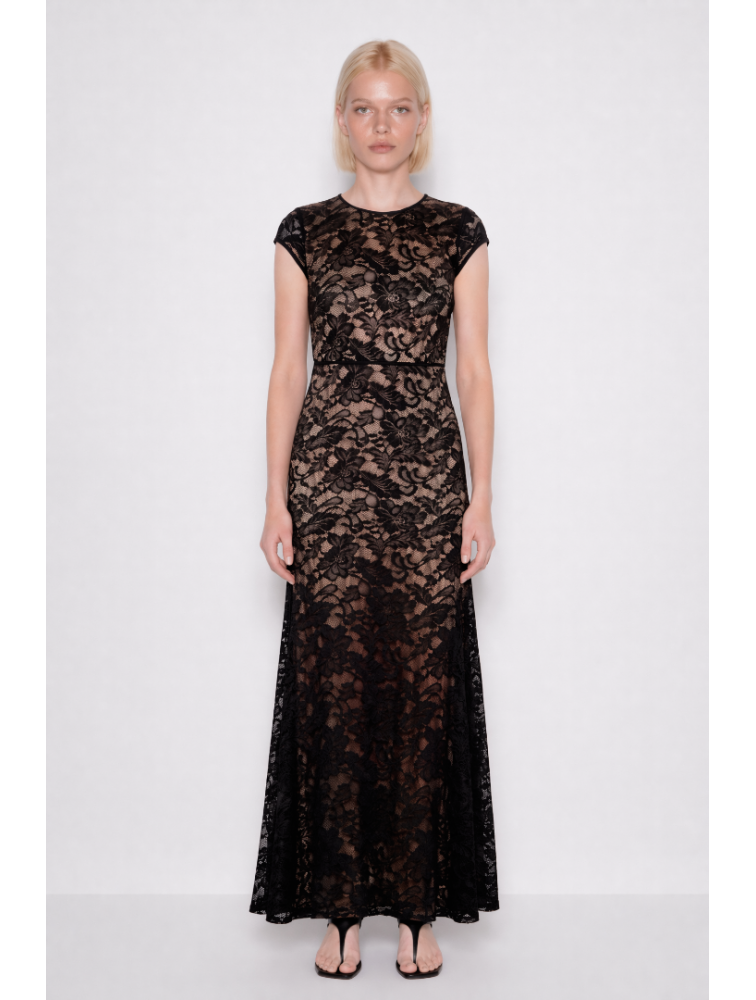 MALLORY THE LABEL Moonveil Black Dress Μαύρο Φόρεμα με Δαντέλα