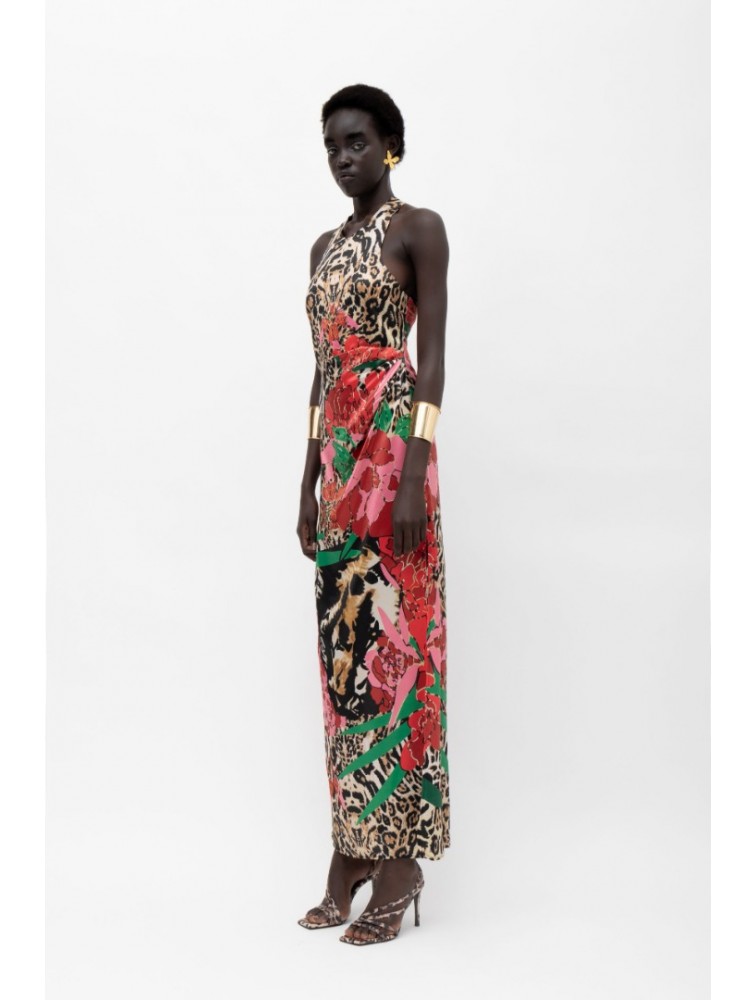 MALLORY THE LABEL Naisha Tiger Print Bloom Dress Τιγρέ Φόρεμα
