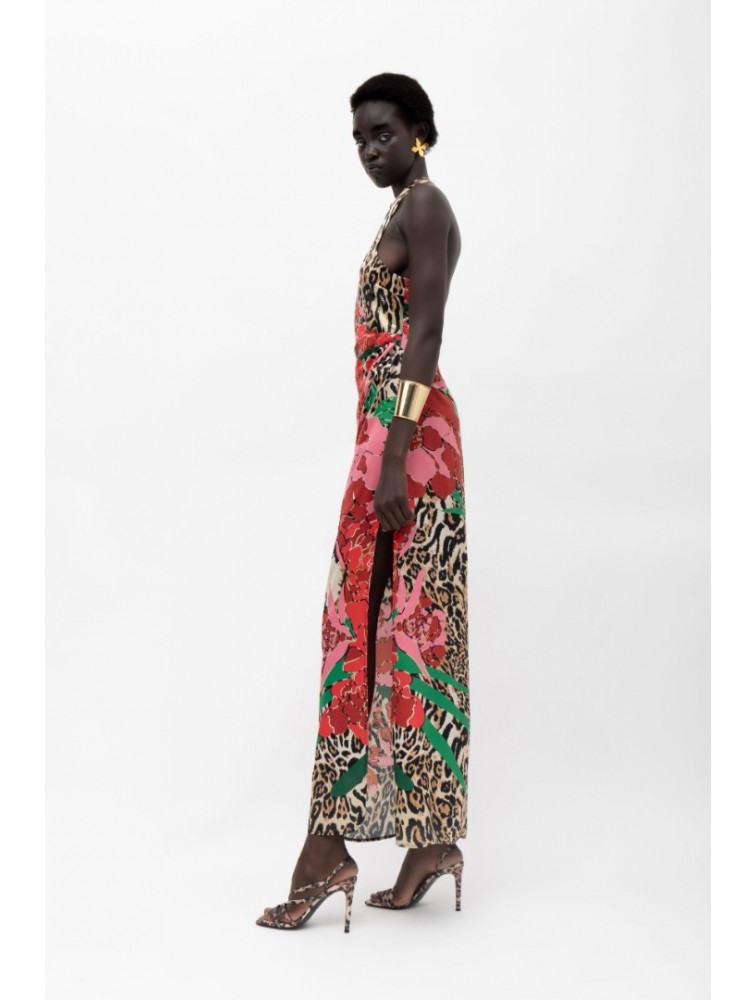 MALLORY THE LABEL Naisha Tiger Print Bloom Dress Τιγρέ Φόρεμα