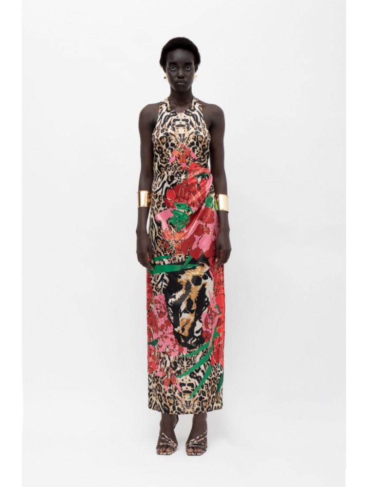 MALLORY THE LABEL Naisha Tiger Print Bloom Dress Τιγρέ Φόρεμα