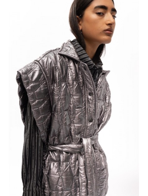 MALLORY THE LABEL Noh Silver Jacket Ασημένιο Puffer Γιλέκο 