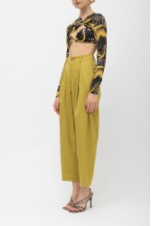 MALLORY THE LABEL Nulu Lime Pants Λάιμ Ριγέ Παντελόνα