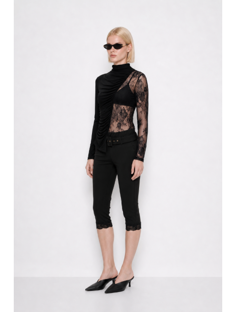 MALLORY THE LABEL Pandora Black Lace Top Μαύρο Δαντελένιο Τοπ