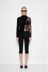 MALLORY THE LABEL Pandora Black Lace Top Μαύρο Δαντελένιο Τοπ