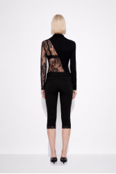 MALLORY THE LABEL Pandora Black Lace Top Μαύρο Δαντελένιο Τοπ