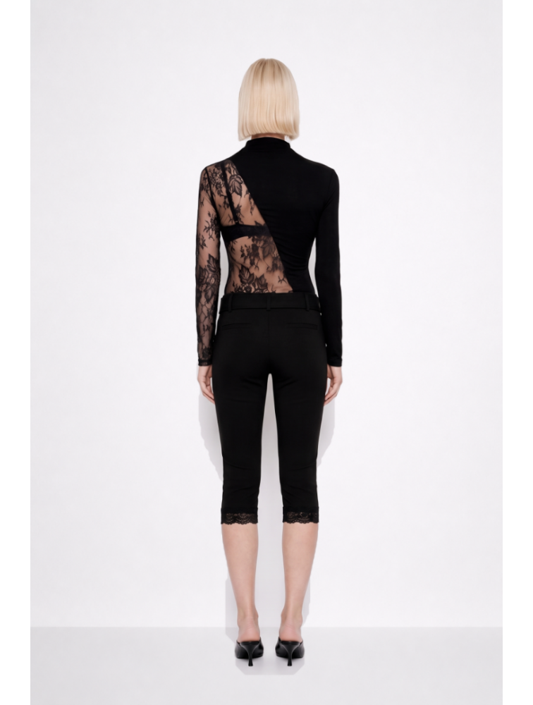 MALLORY THE LABEL Pandora Black Lace Top Μαύρο Δαντελένιο Τοπ