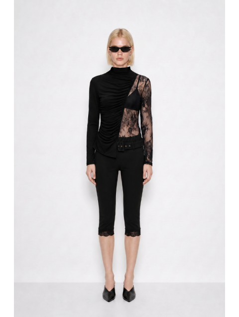 MALLORY THE LABEL Pandora Black Lace Top Μαύρο Δαντελένιο Τοπ