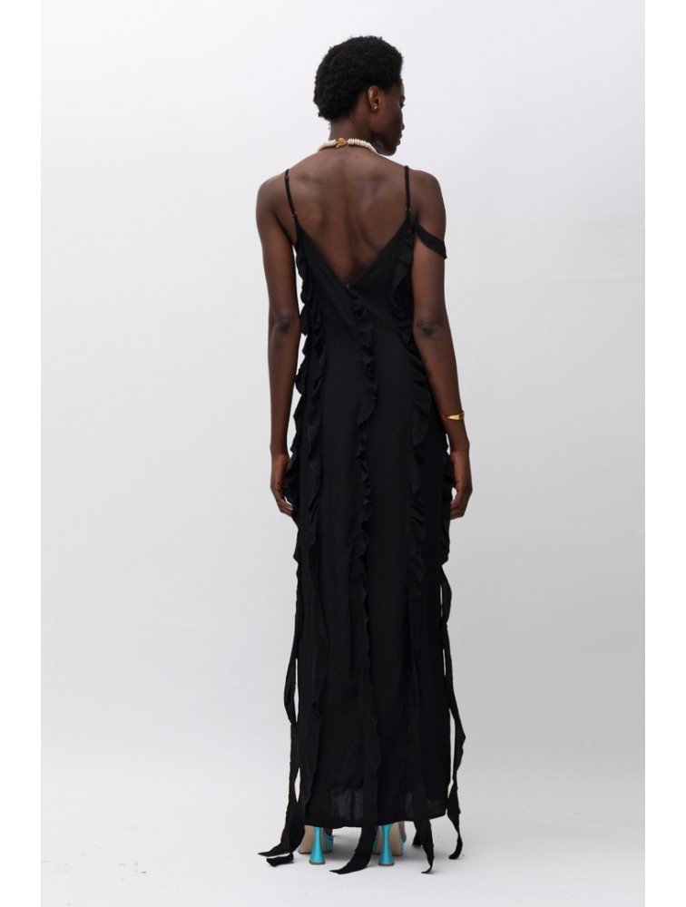 MALLORY THE LABEL Poison Black Dress Μαύρο φόρεμα με βολάν