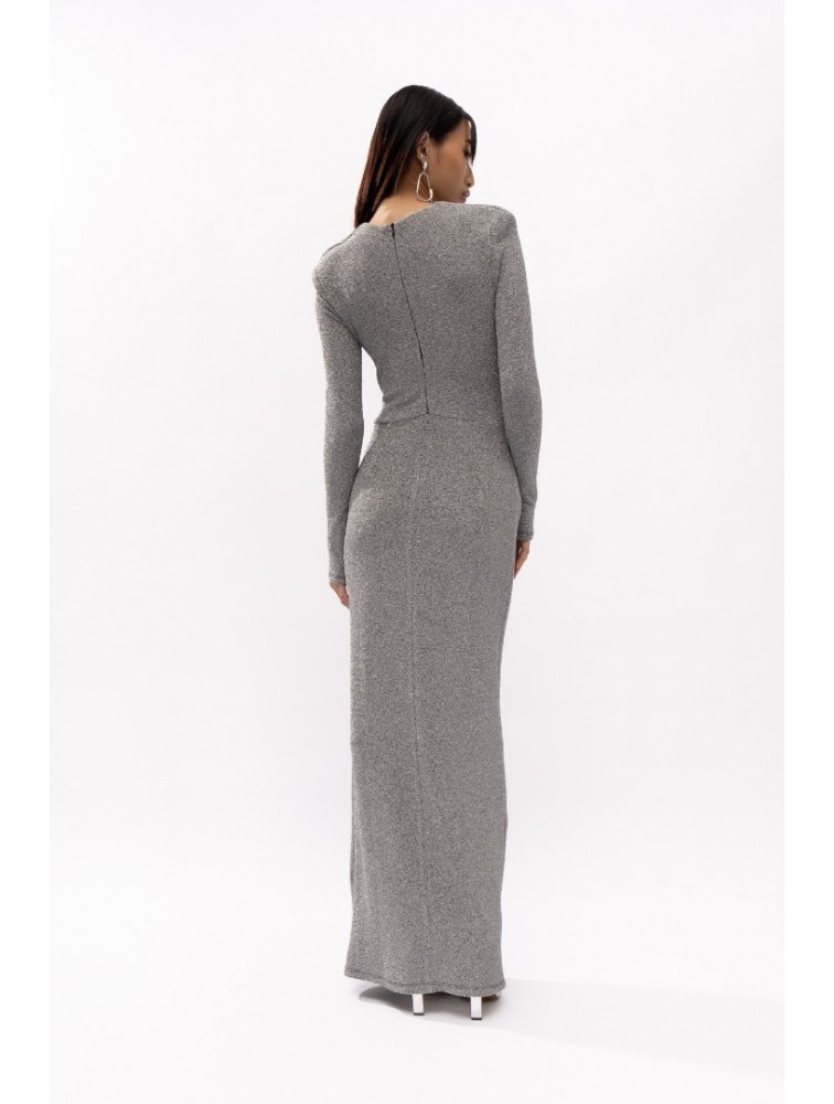 MALLORY THE LABEL Python Silver Dress Ασημί Φόρεμα