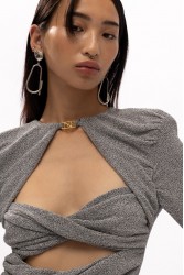 MALLORY THE LABEL Python Silver Dress Ασημί Φόρεμα