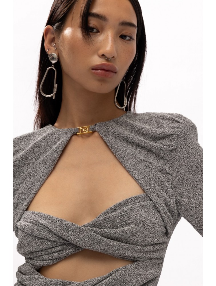MALLORY THE LABEL Python Silver Dress Ασημί Φόρεμα