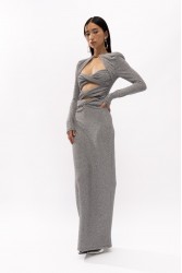 MALLORY THE LABEL Python Silver Dress Ασημί Φόρεμα