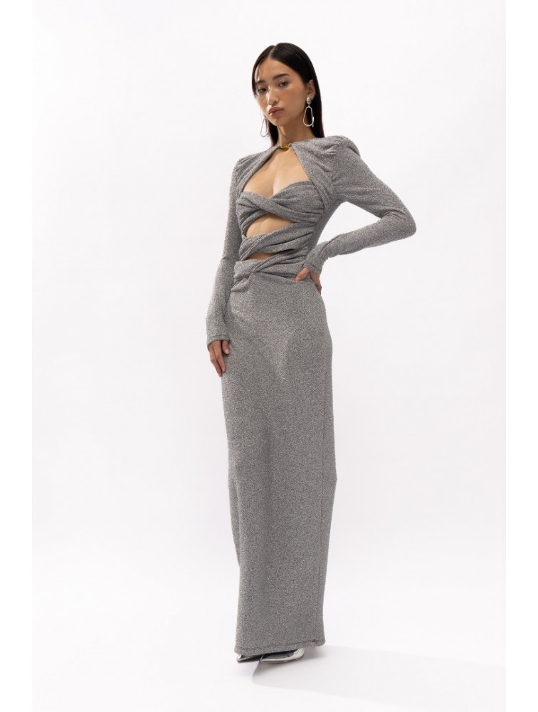 MALLORY THE LABEL Python Silver Dress Ασημί Φόρεμα