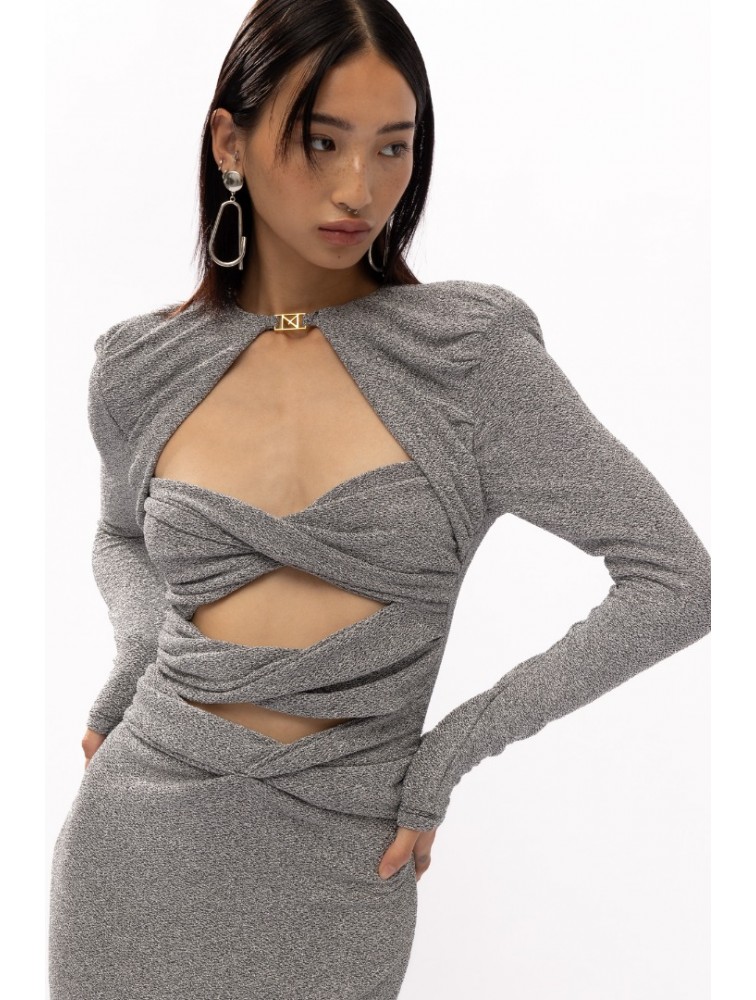 MALLORY THE LABEL Python Silver Dress Ασημί Φόρεμα