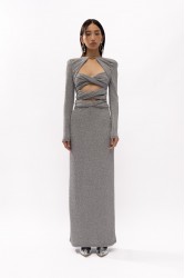 MALLORY THE LABEL Python Silver Dress Ασημί Φόρεμα