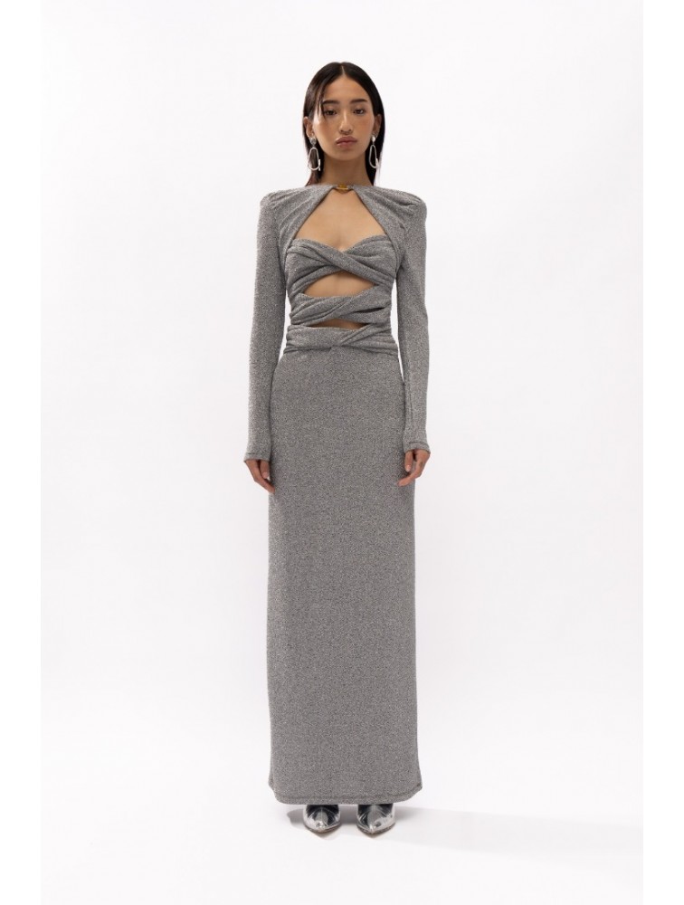 MALLORY THE LABEL Python Silver Dress Ασημί Φόρεμα