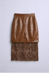 MALLORY THE LABEL Renata Croco Skirt Καφέ Κροκό Φούστα