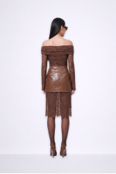 MALLORY THE LABEL Renata Croco Skirt Καφέ Κροκό Φούστα