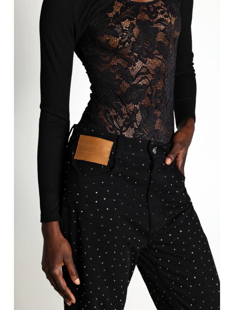 MALLORY THE LABEL Rene Black Denim Pants Μαύρο Τζιν Παντελόνι