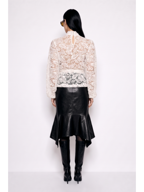 MALLORY THE LABEL Rosette White Lace Top Λευκό Δαντελένιο Τοπ