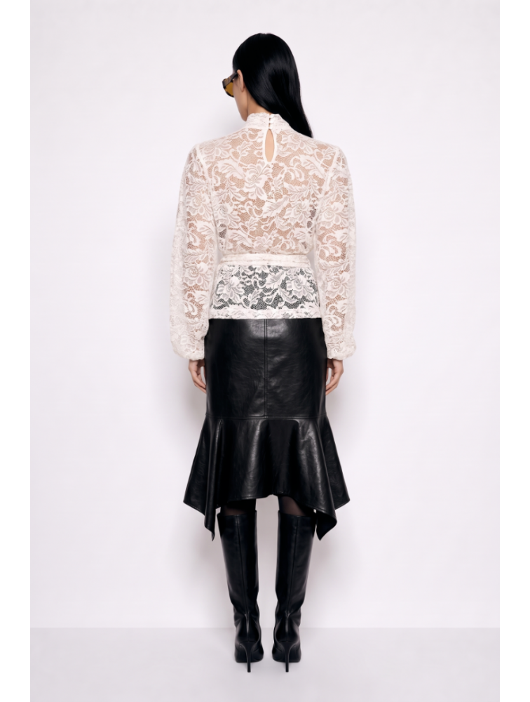 MALLORY THE LABEL Rosette White Lace Top Λευκό Δαντελένιο Τοπ