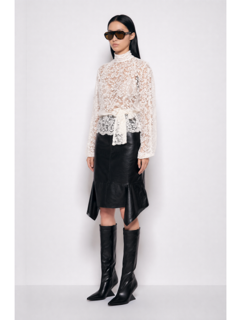 MALLORY THE LABEL Rosette White Lace Top Λευκό Δαντελένιο Τοπ