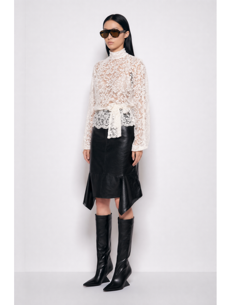 MALLORY THE LABEL Rosette White Lace Top Λευκό Δαντελένιο Τοπ