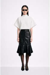 MALLORY THE LABEL Sabine Leather Skirt Μαύρη Δερμάτινη Φούστα