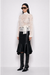 MALLORY THE LABEL Sabine Leather Skirt Μαύρη Δερμάτινη Φούστα