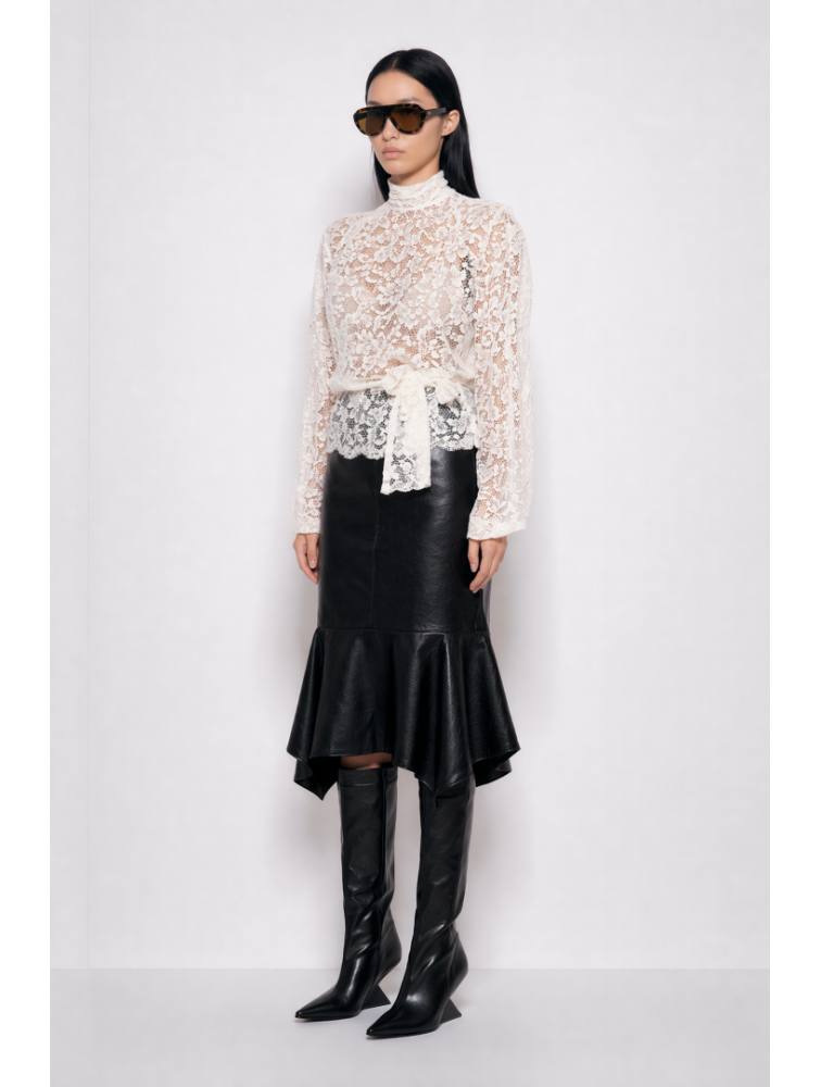 MALLORY THE LABEL Sabine Leather Skirt Μαύρη Δερμάτινη Φούστα