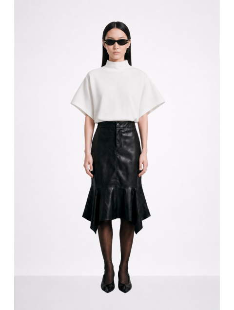 MALLORY THE LABEL Sabine Leather Skirt Μαύρη Δερμάτινη Φούστα