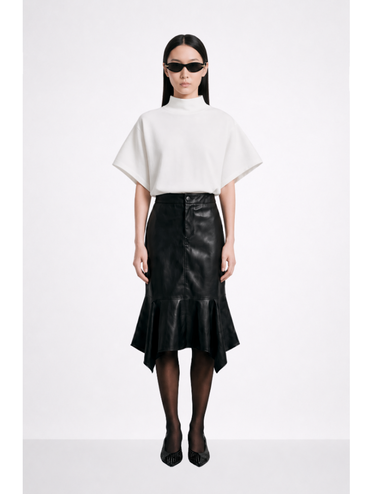 MALLORY THE LABEL Sabine Leather Skirt Μαύρη Δερμάτινη Φούστα