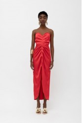 MALLORY THE LABEL Savanna Red Dress Κόκκινο Στράπλες Φόρεμα