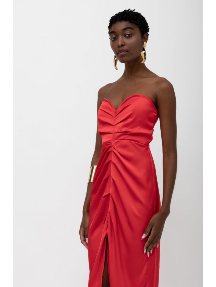 MALLORY THE LABEL Savanna Red Dress Κόκκινο Στράπλες Φόρεμα