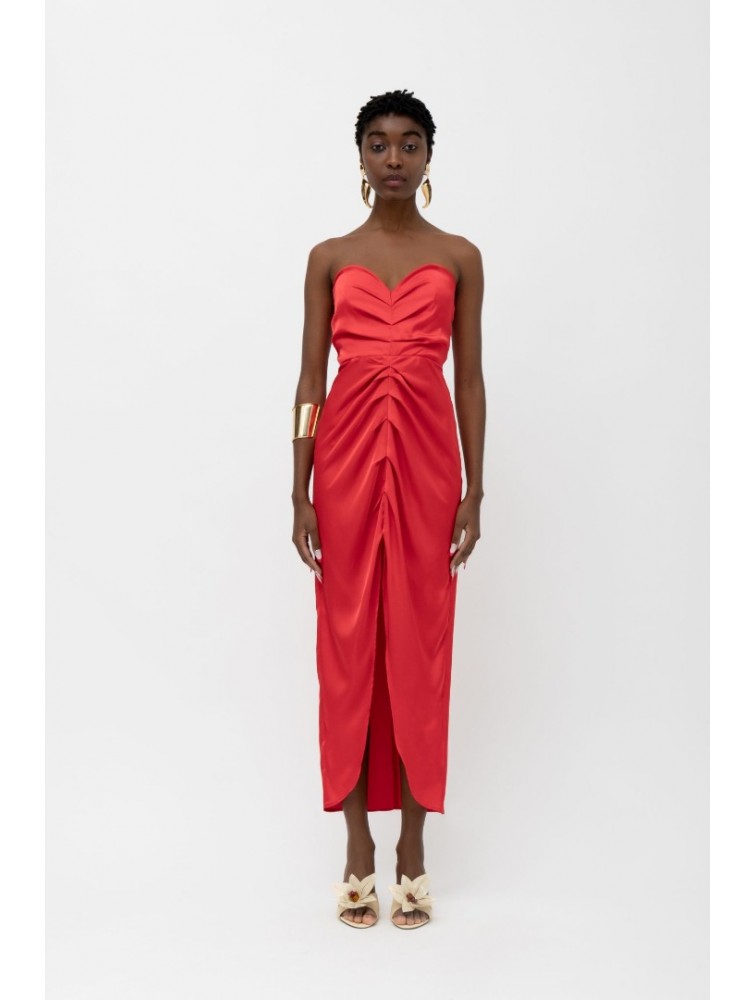 MALLORY THE LABEL Savanna Red Dress Κόκκινο Στράπλες Φόρεμα