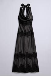 MALLORY THE LABEL Scarlet Black Dress Μαύρο Σατέν Φόρεμα