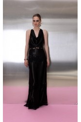 MALLORY THE LABEL Scarlet Black Dress Μαύρο Σατέν Φόρεμα