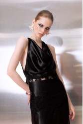 MALLORY THE LABEL Scarlet Black Dress Μαύρο Σατέν Φόρεμα