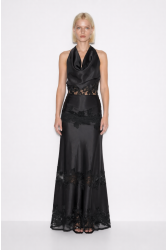 MALLORY THE LABEL Scarlet Black Dress Μαύρο Σατέν Φόρεμα