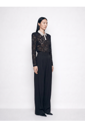 MALLORY THE LABEL Shadow Bloom Black Top Μαύρο Δαντελένιο Τοπ